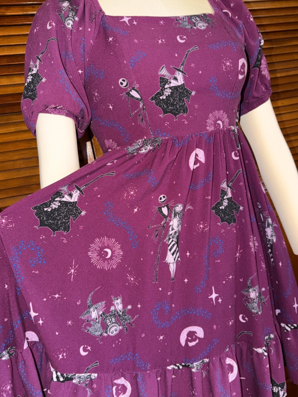 Her Universe Nightmare Before Christmas Purple Puff-Sleeve Dress